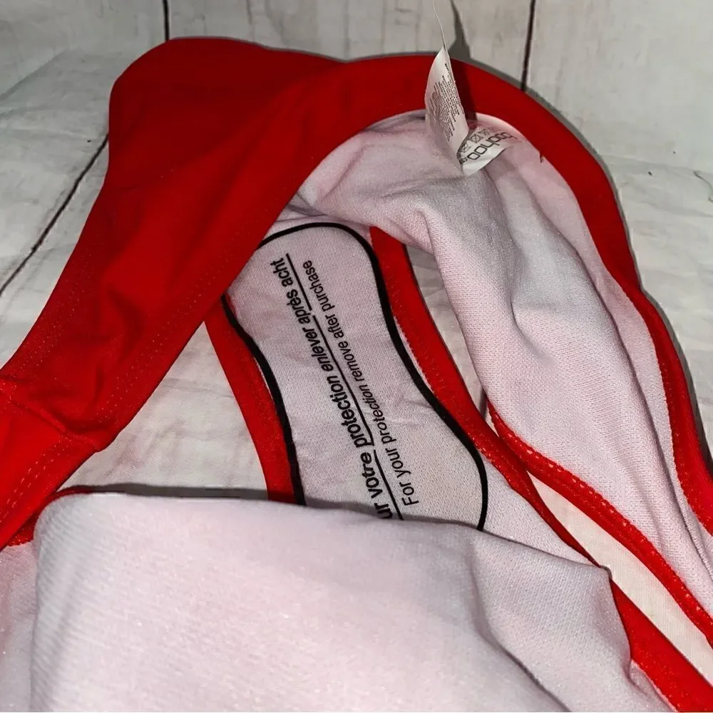 NEW! BOOHOO KOS DEEP PLUNGE SWIMSUIT RED SIZE 6